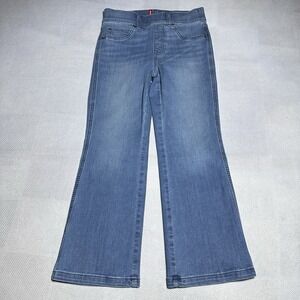 Spanx Kick Flare Jeans Womens Small Petite Medium Wash Pull On Stretch Denim
